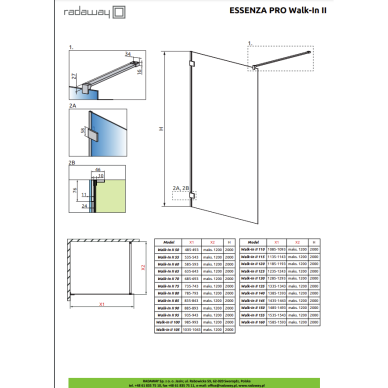 Radaway Essenza Pro Brushed Nickel Walk-in nejudanti dušo sienelė, skaidrus stiklas 2 Radaway Essenza Pro Brushed Nickel Walk-in nejudanti dušo sienelė, skaidrus stiklas 2