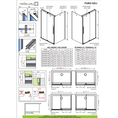 Radaway Furo Brushed Gold KDJ kampinė dušo kabina, skaidrus stiklas 7
