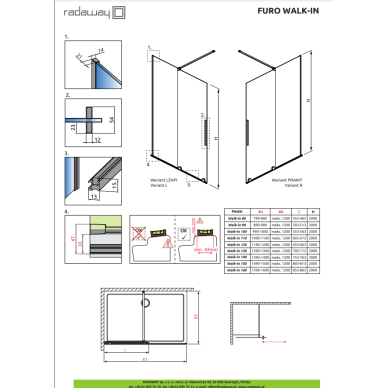 Radaway Furo SL Brushed Copper DWJ dušo durys, skaidrus stiklas 6 Radaway Furo SL Brushed Copper DWJ dušo durys, skaidrus stiklas 6