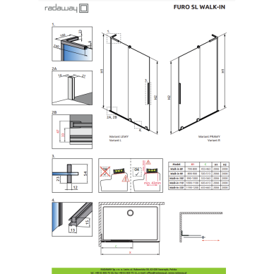 Radaway Furo SL Brushed Copper Walk-in dušo sienelė, skaidrus stiklas 6 Radaway Furo SL Brushed Copper Walk-in dušo sienelė, skaidrus stiklas 6