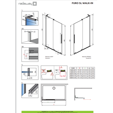 Radaway Furo SL Brushed GunMetal Walk-in dušo sienelė 7