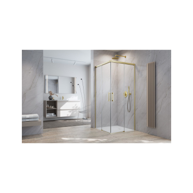 Radaway Idea 8 Brushed Gold KDD kampinė dušo kabina, skaidrus stiklas 1