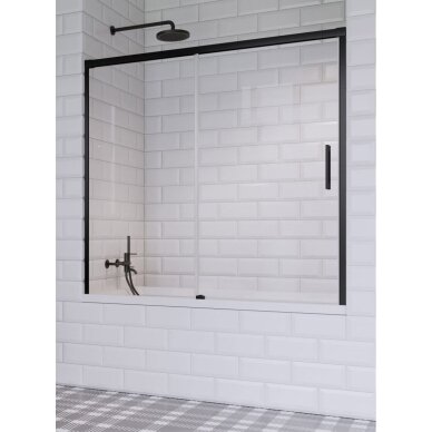 Radaway Idea Black PN DWJ vonios sienelė, skaidrus stiklas 2