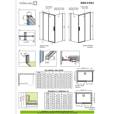 Radaway Idea Brushed Gold KDJ kampinė dušo kabina, skaidrus stiklas 4
