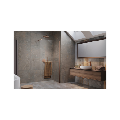 Radaway Modo New Brushed Copper II nejudanti dušo sienelė su pakaba, skaidrus stiklas 1