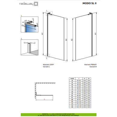 Radaway Modo SL Brushed Nickel II nejudanti dušo sienelė 3 Radaway Modo SL Brushed Nickel II nejudanti dušo sienelė 3