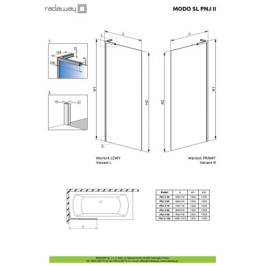 Radaway Modo SL PNJ II vonios sienelė 3