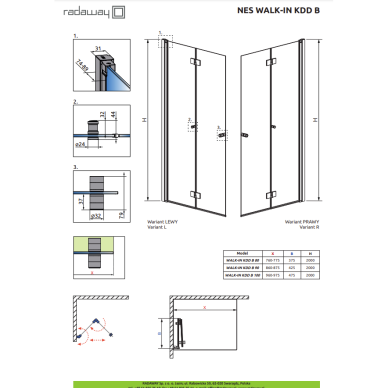Radaway Nes Brushed Gold Walk-in KDD B dušo kabina 6 Radaway Nes Brushed Gold Walk-in KDD B dušo kabina 6