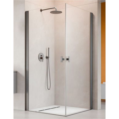 Radaway NES Brushed GunMetal KDD I kampinė dušo kabina, skaidrus stiklas