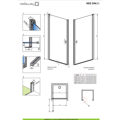 Radaway Nes Brushed Nickel DWJ I dušo durys 4