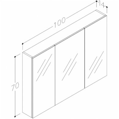 Raguvos baldai trijų dalių komplektas su veidrodine spintele ir apšvietimu Scandic 100 2