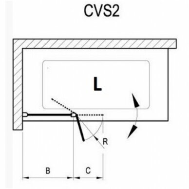 Ravak vonios sienelė CVS2 (Pilkas Matinis (Satin), Kairė pusė)) 1