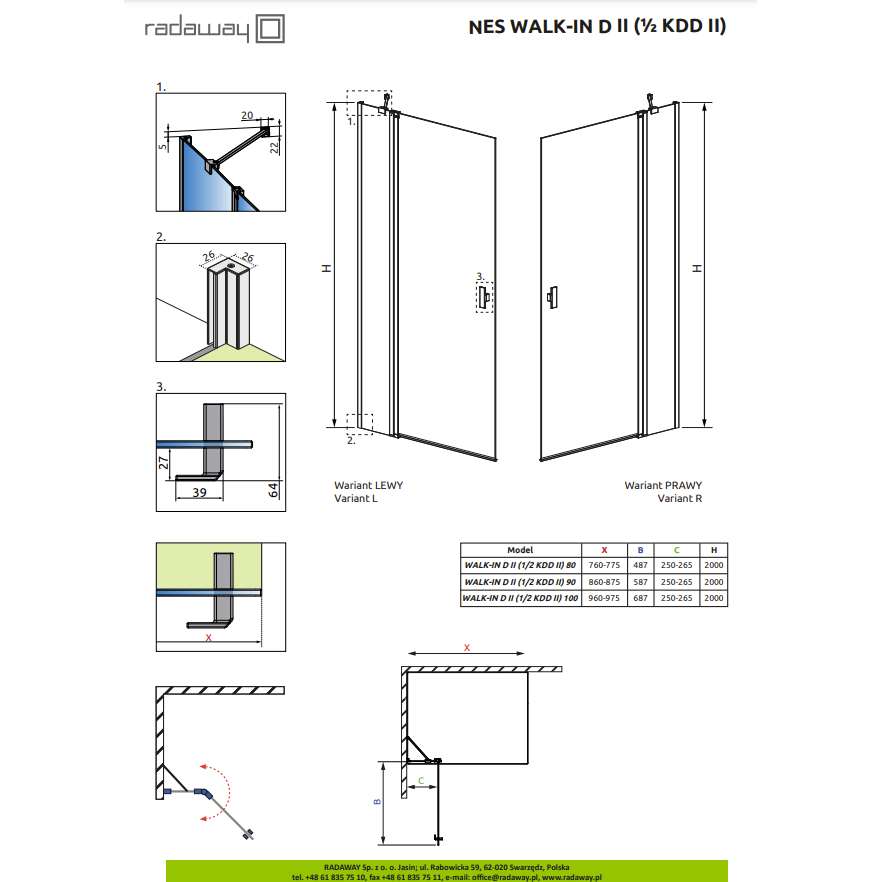 Radaway Nes Brushed Copper Walk-in KDD II dušo sienelė 5 Radaway Nes Brushed Copper Walk-in KDD II dušo sienelė 5