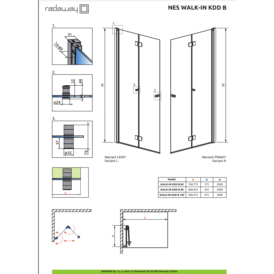 Radaway Nes Brushed Gun Metal Walk-in KDD B dušo kabina 5 Radaway Nes Brushed Gun Metal Walk-in KDD B dušo kabina 5