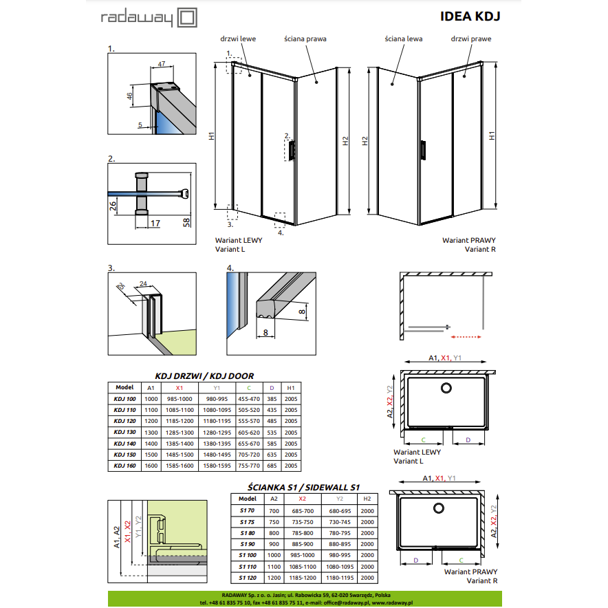 Radaway Essenza 8 Brushed Nickel KDJ kampinė dušo kabina, skaidrus stiklas 5 Radaway Essenza 8 Brushed Nickel KDJ kampinė dušo kabina, skaidrus stiklas 5