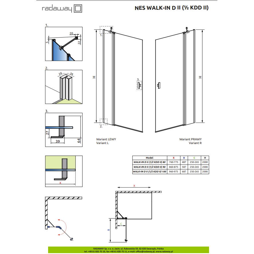 Radaway Nes Brushed Gun Metal Walk-in KDD II dušo kabina 7