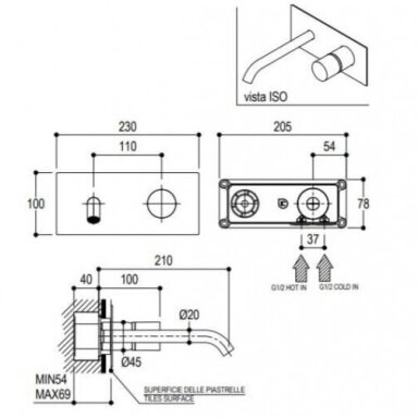 Ritmonio Diametro35 Inox Concrete praustuvo maišytuvas iš sienos su potinkine dalimi Ritmonio Diametro35 Inox Concrete praustuvo maišytuvas iš sienos su potinkine dalimi