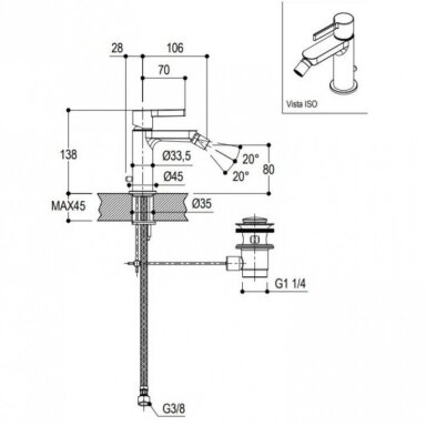 Ritmonio Tie PR34BA101 bidė maišytuvas Ritmonio Tie PR34BA101 bidė maišytuvas