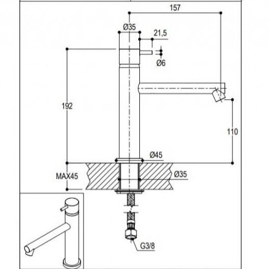 Ritmonio Diametro35 Inox praustuvo maišytuvas 6
