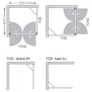 Roth kvadratinė dušo kabina TCN2+TCB Roth kvadratinė dušo kabina TCN2+TCB