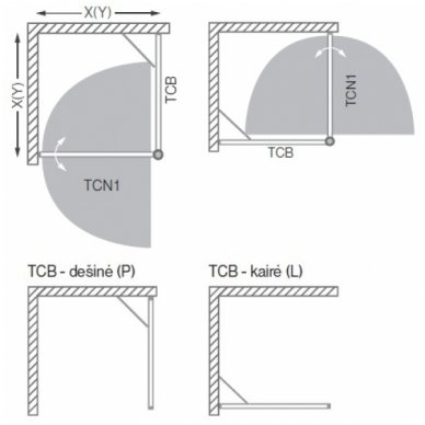Roth kvadratinė dušo kabina TCN1+TCB
