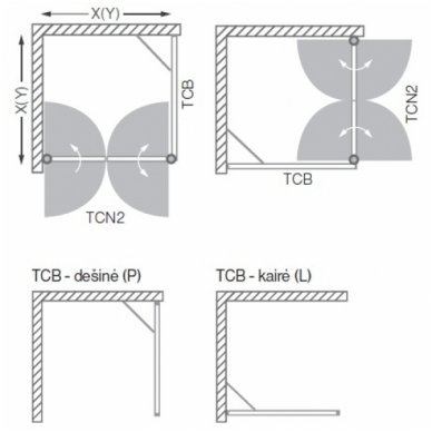 Roth kvadratinė dušo kabina TCN2+TCB 1