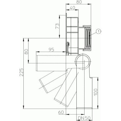 Sifonas pisuarui DN50 , universalus pajungimas 1