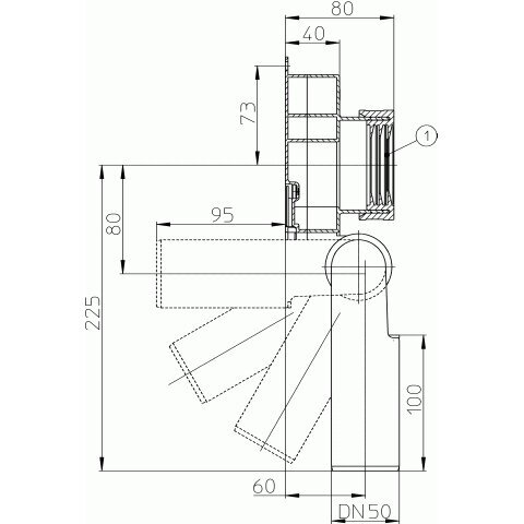 Sifonas pisuarui DN50 , universalus pajungimas 1