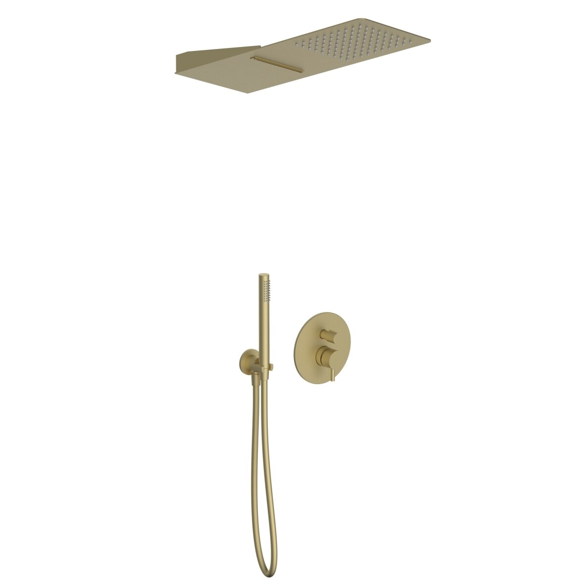 Soft brass spalvos potinkinė dušo sistema Teorema su kvadratine dušo galva Soft brass spalvos potinkinė dušo sistema Teorema su kvadratine dušo galva