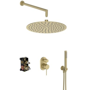 Soft Brass spalvos potinkinė dušo sistema Teorema LAB 3.0