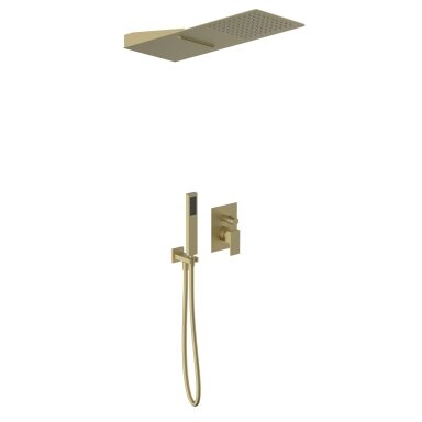 Soft brass spalvos potinkinė dušo sistema Teorema su kvadratine dušo galva Soft brass spalvos potinkinė dušo sistema Teorema su kvadratine dušo galva