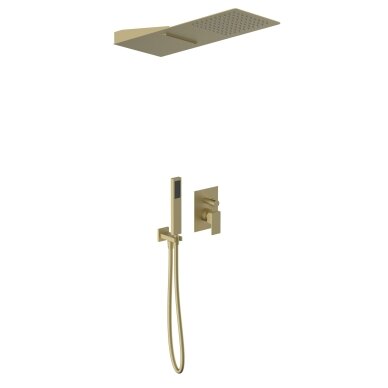 Soft brass spalvos potinkinė dušo sistema Teorema su kvadratine dušo galva Soft brass spalvos potinkinė dušo sistema Teorema su kvadratine dušo galva