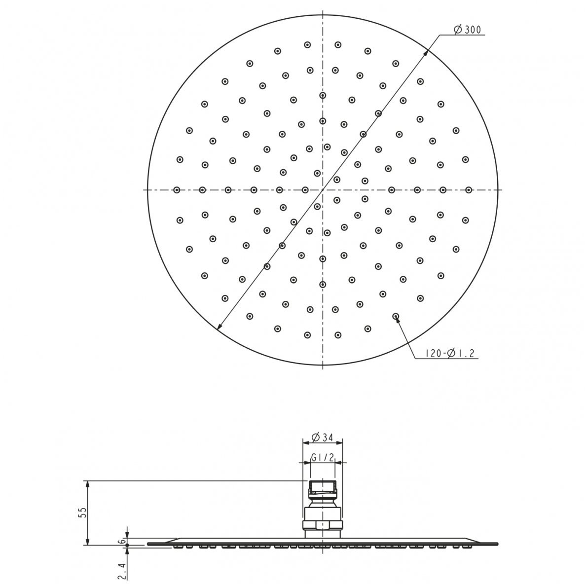 Stacionari dušo galva Omnires SlimLine WGU130CR 1 Stacionari dušo galva Omnires SlimLine WGU130CR 1