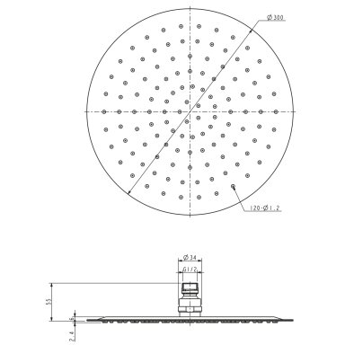 Stacionari dušo galva Omnires SlimLine WGU130CR