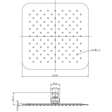 Stacionari dušo galva Omnires Ultra SlimLine WGU225CR