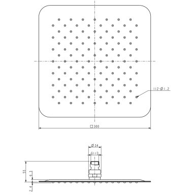 Stacionari dušo galva Omnires Ultra SlimLine WGU230CR