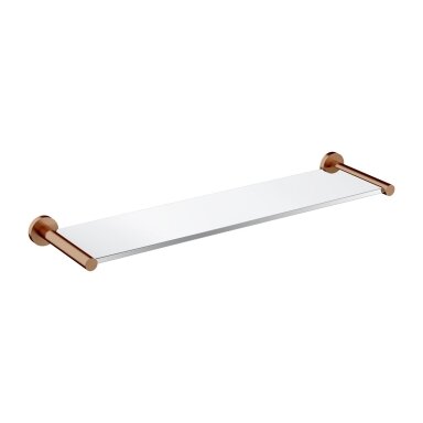 Stiklinė lentynėlė su braižyto vario spalvos laikikliais Omnires Modern Project MP60930CPB