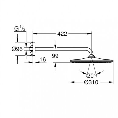 Potinkinė stacionari dušo galva su laikikliu Grohe RAINSHOWER MONO 310 2 Potinkinė stacionari dušo galva su laikikliu Grohe RAINSHOWER MONO 310 2