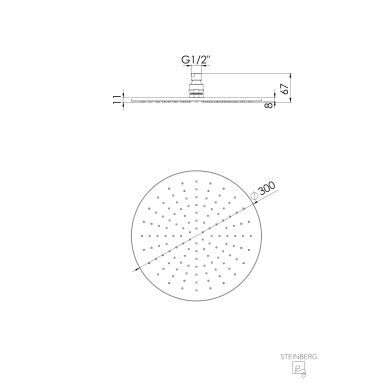 Steinberg 100 Stacionari dušo galva 300mm 3