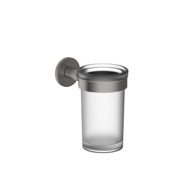 Stiklinė su laikikliu iš sienos Teorema ABT (brushed nickel/stiklas)