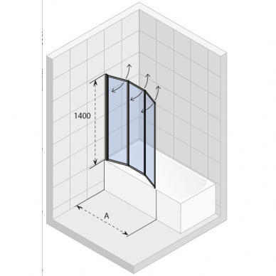 Sulankstoma vonios sienelė RIHO Alta 100 cm  2