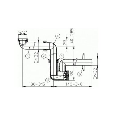 Taupantis vietą sifonas praustuvams HL137 (DN32) Taupantis vietą sifonas praustuvams HL137 (DN32)