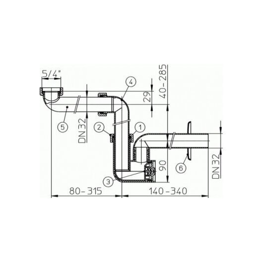 Taupantis vietą sifonas praustuvams HL137 (DN32) 1 Taupantis vietą sifonas praustuvams HL137 (DN32) 1