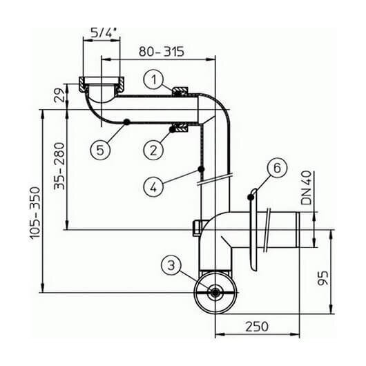 Taupantis vietą sifonas praustuvams HL137 (DN40) 1