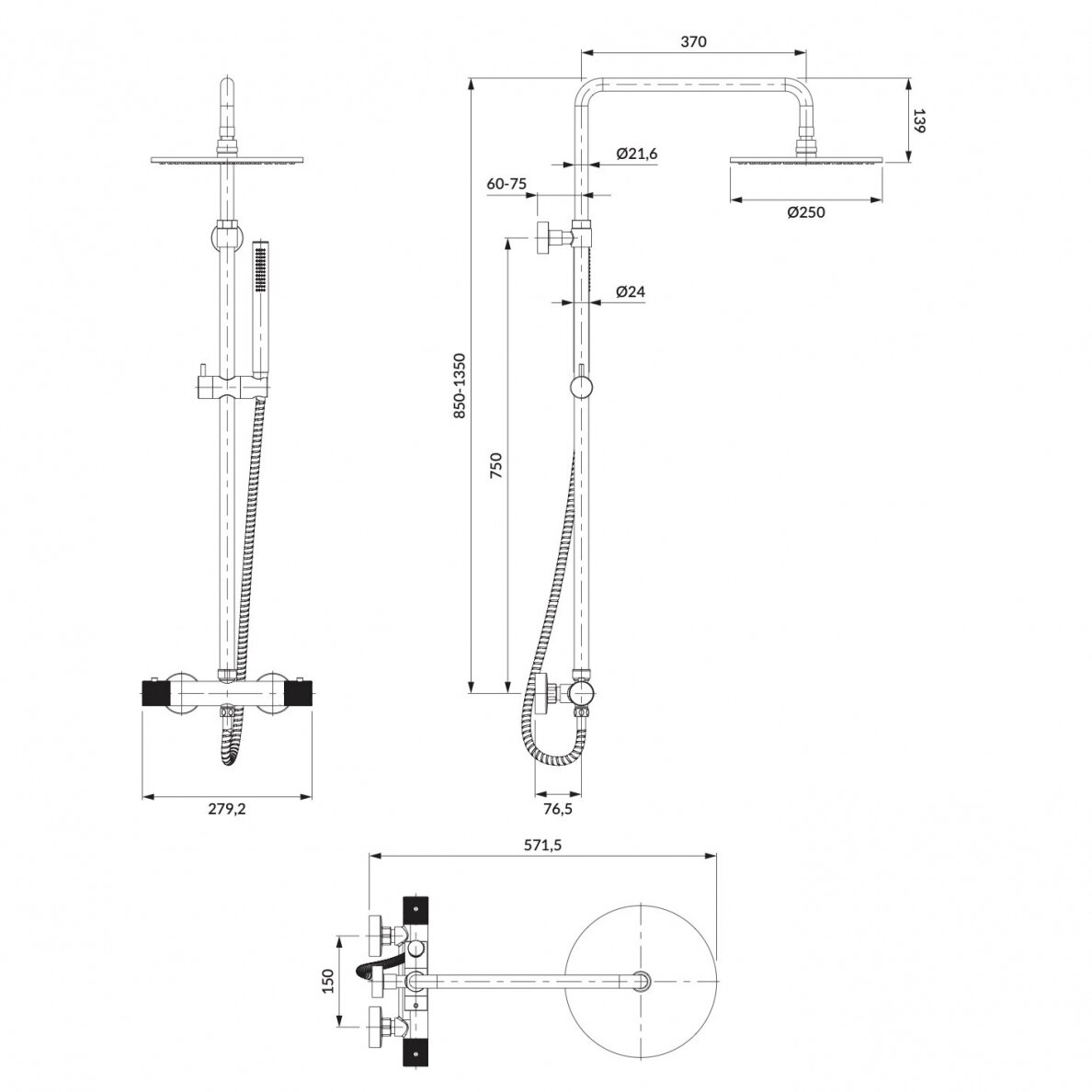 Termostatinė dušo sistema Omnires Contour CT8044CR 1 Termostatinė dušo sistema Omnires Contour CT8044CR 1