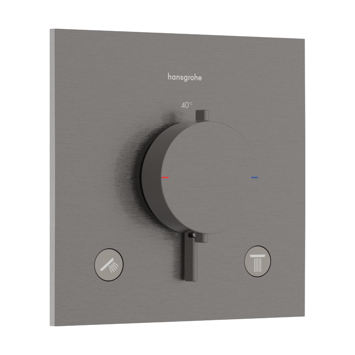 Termostatinis dušo maišytuvas Hansgrohe Ecostat Comfort E, 2 funkcijų, šlifuoto juodo chromo Termostatinis dušo maišytuvas Hansgrohe Ecostat Comfort E, 2 funkcijų, šlifuoto juodo chromo