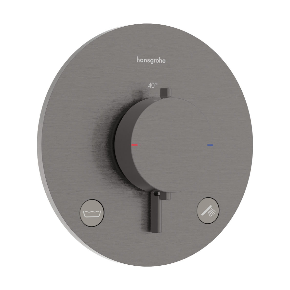 Termostatinis dušo maišytuvas Hansgrohe Ecostat Comfort S, 2 funkcijų, šlifuoto juodo chromo Termostatinis dušo maišytuvas Hansgrohe Ecostat Comfort S, 2 funkcijų, šlifuoto juodo chromo