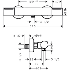 Termostatinis dušo maišytuvas Hansgrohe Ecostat Element 3 Termostatinis dušo maišytuvas Hansgrohe Ecostat Element 3