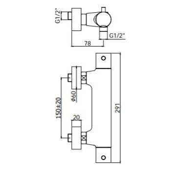 Termostatinis dušo maišytuvas Paffoni Light (spalvų pasirinkimas) 1 Termostatinis dušo maišytuvas Paffoni Light (spalvų pasirinkimas) 1