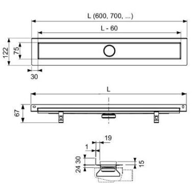 TECElinus dušo latako komplektas su dvipusėmis grotelėmis steel/plate , su užlenktu flanšu 800mm TECElinus dušo latako komplektas su dvipusėmis grotelėmis steel/plate , su užlenktu flanšu 800mm